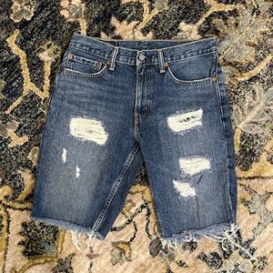 💙 Men’s 511 Levi’s Distressed Cutoff Demin Shorts in Blue — Size W31